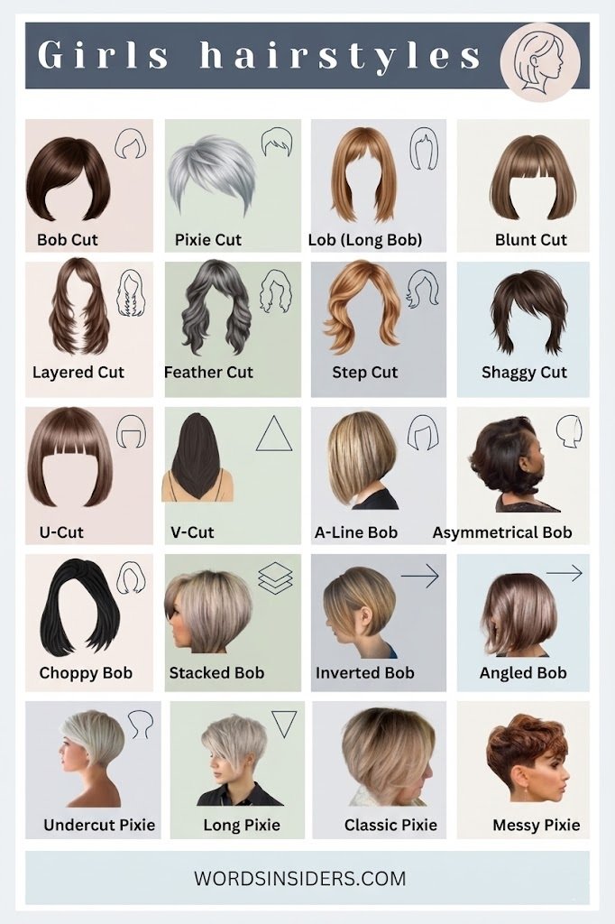 Female  haircut names list with pictures